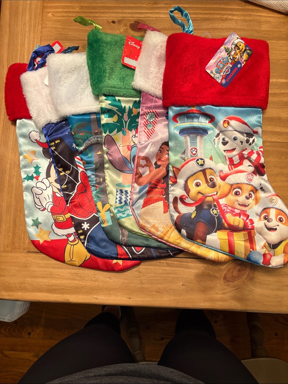 Disney Kids Holiday Character Stocking Set - Red, Green, White, Blue